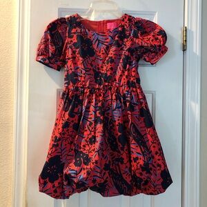 Girls 8 Red/Black Lilly Pulitzer Moiraine Ruby Red Heron My Own Dress Bubble Hem